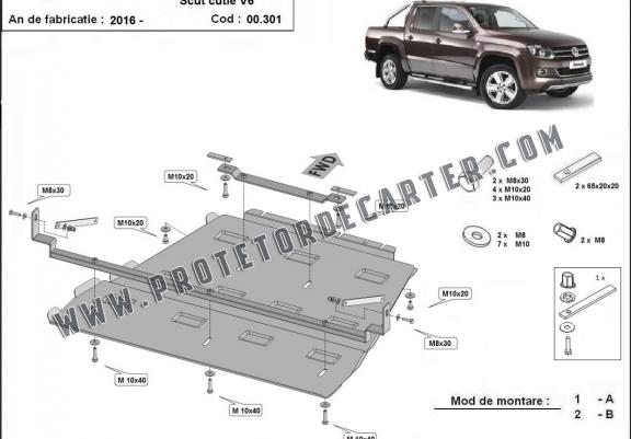 Protetor de aço para caixa de velocidades e diferencial Volkswagen Amarok - V6 automat