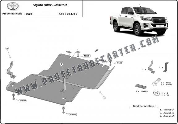  Protetor diferencial de aço Toyota Hilux Invincible