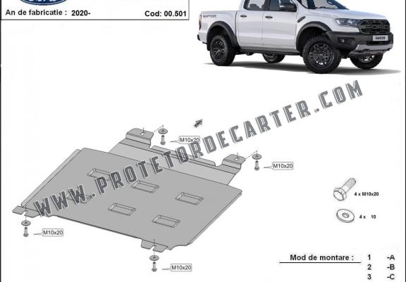  Protetor de caixa de velocidades de aço  Ford Ranger Raptor