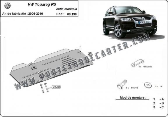  Protetor de caixa de velocidades manual de aço  for VW Touareg 7L