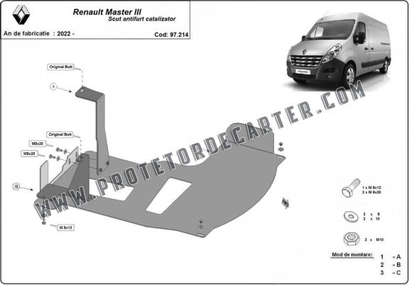 Protetor de conversor catalítico/cat lock Renault Master 3