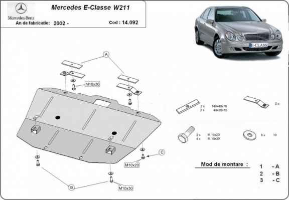 Protetor de Carter de aço Mercedes E-Classe W211