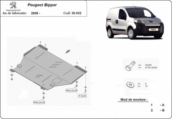 Protetor de Carter de aço Peugeot Bipper