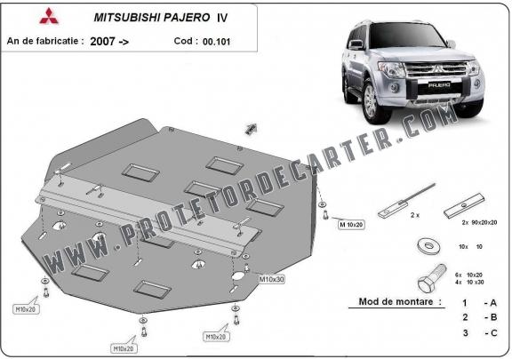  Protetor de caixa de velocidades de aço  Mitsubishi Pajero 4 (V80, V90)