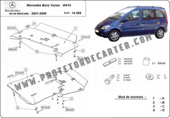 Protetor de Carter de aço Mercedes Vaneo W414