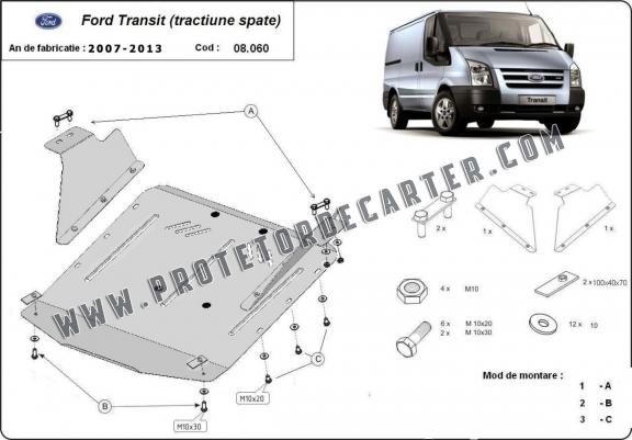 Protetor de Carter de aço Ford Transit - RWD