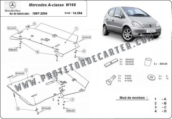 Protetor de Carter de aço Mercedes A-Classe W168