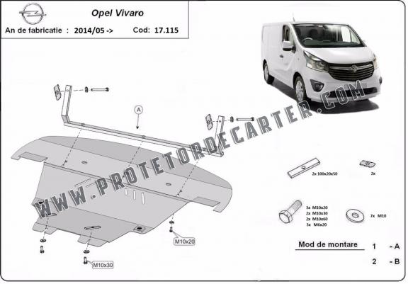 Protetor de Carter de aço Opel Vivaro B 