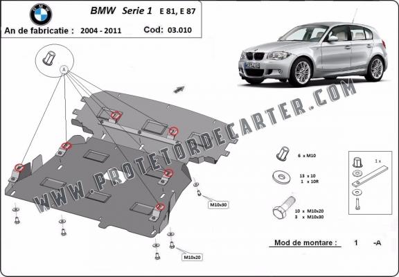 Protetor de Carter de aço BMW Seria 1 E81;E87;E82