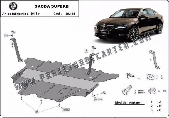 Protetor de Carter de aço Skoda Superb - manual gearbox