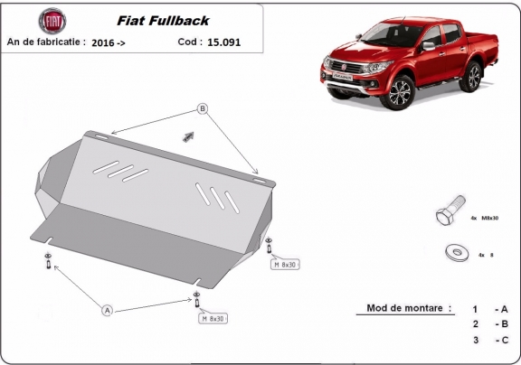 Protetor de aço para radiador Fiat Fullback