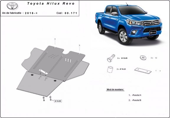  Protetor de caixa de velocidades de aço  Toyota Hilux Revo