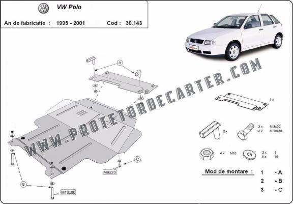 Protetor de Carter de aço Volkswagen Polo - 6N, 6N1, 6K, Classic, Variant