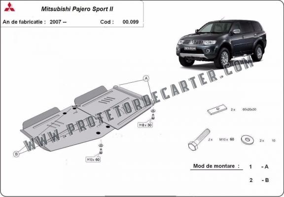 Protetor de aço para caixa de velocidades Mitsubishi Pajero Sport 2