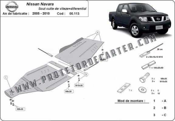 Protetor de aço para caixa de velocidades  Nissan Navara D40