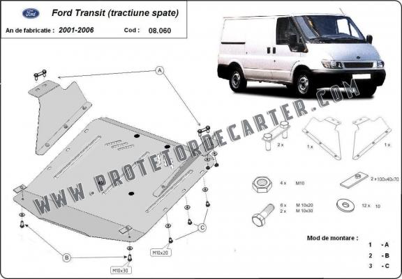 Protetor de Carter de aço Ford Transit - RWD