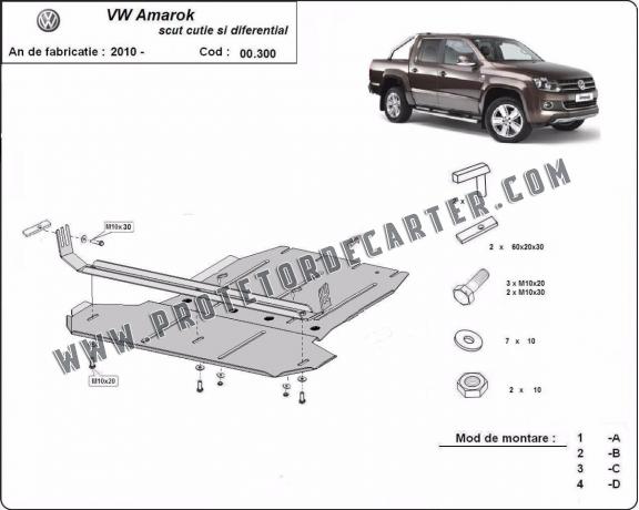 Protetor de aço para caixa de velocidades e diferencial Volkswagen Amarok