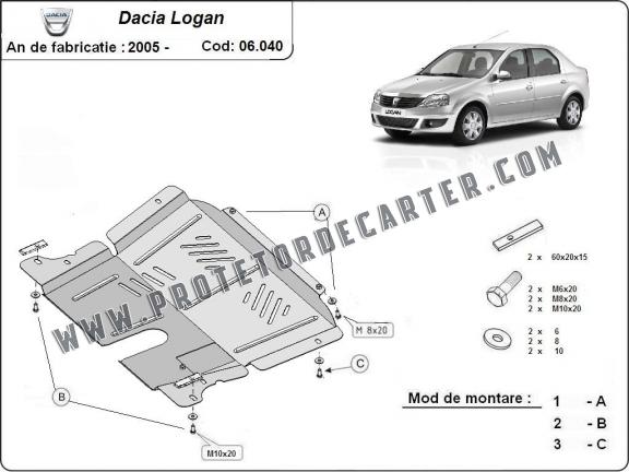 Protetor de Carter de aço Dacia Logan 1