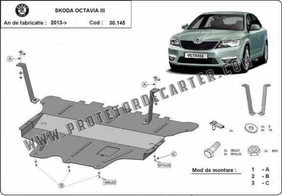 Protetor de Carter de aço Skoda Octavia 3 - manual gearbox