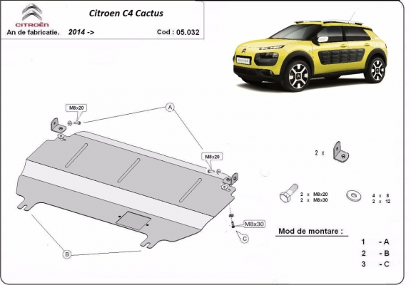 Protetor de Carter de aço Citroen C4 Cactus