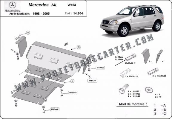 Protetor de Carter de aço Mercedes ML W163