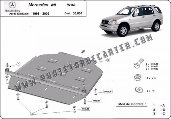  Protetor de caixa de velocidades de aço  Mercedes ML W163