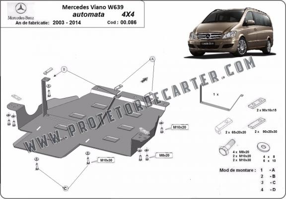  Protetor de caixa de velocidades de aço  Mercedes Viano W639 - 4x4 - automatic gearbox