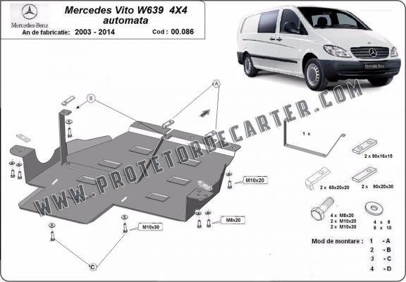  Protetor de caixa de velocidades de aço  Mercedes Vito W639 - 4x4 - automatic gearbox