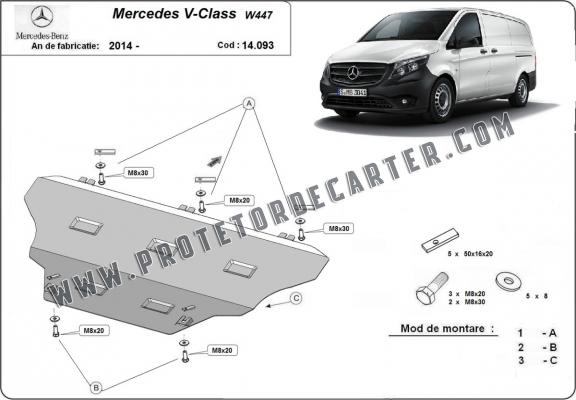 Protetor de Carter de aço Mercedes V-Classe W447, 4x2, 1.6 D