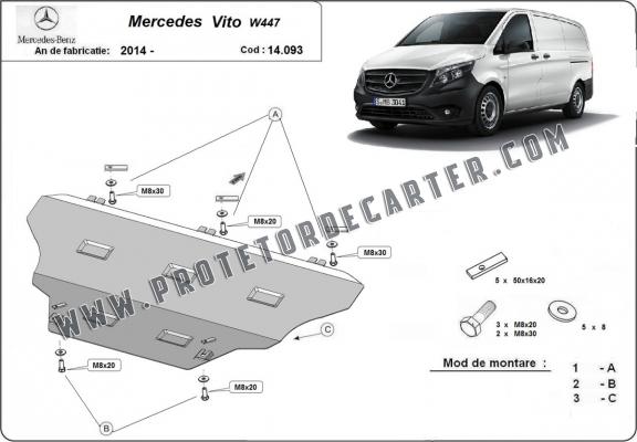 Protetor de Carter de aço Mercedes Vito W447, 4x2, 1.6 D