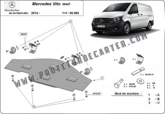 Protetor de Carter de aço the protection of the Stop&Go system Mercedes Vito W447, 4x2, 1.6 D