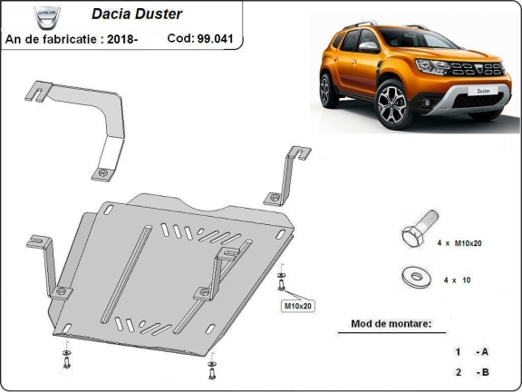 Protetor de aço para o tanque de combustível Dacia Duster