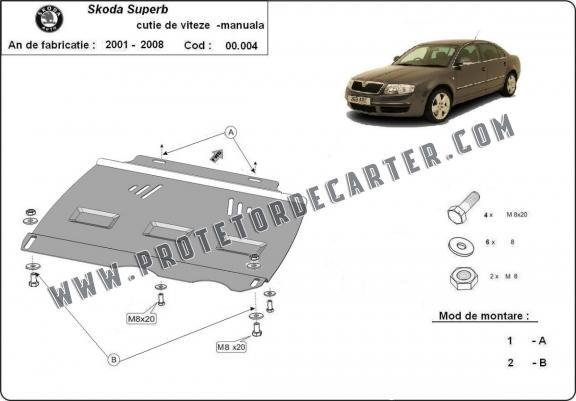  Protetor de caixa de velocidades manual de aço  Skoda Superb