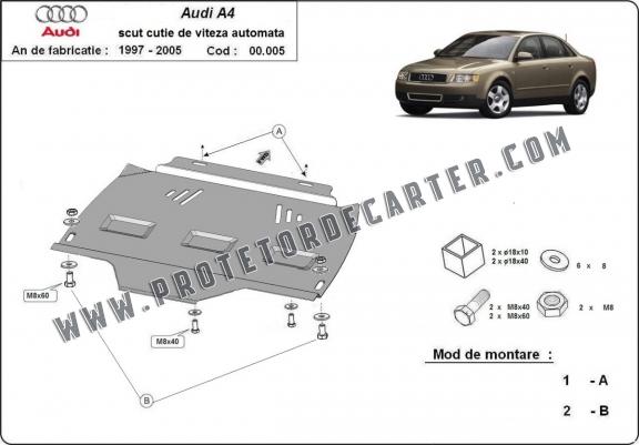  Protetor de caixa de velocidades automática de aço Audi A4 B6