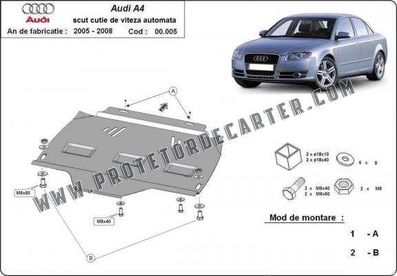  Protetor de caixa de velocidades automática de aço Audi A4 B7