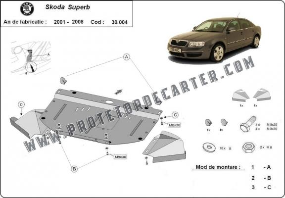 Protetor de Carter de aço Skoda Superb - 1,8 1,9 2,0 TDI