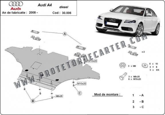 Protetor de Carter de aço Audi A4 B8, diesel