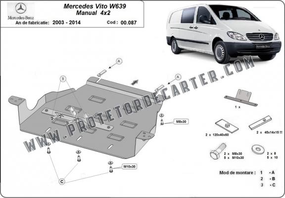  Protetor de caixa de velocidades de aço  Mercedes Vito W639 - 2.2 D 4x2