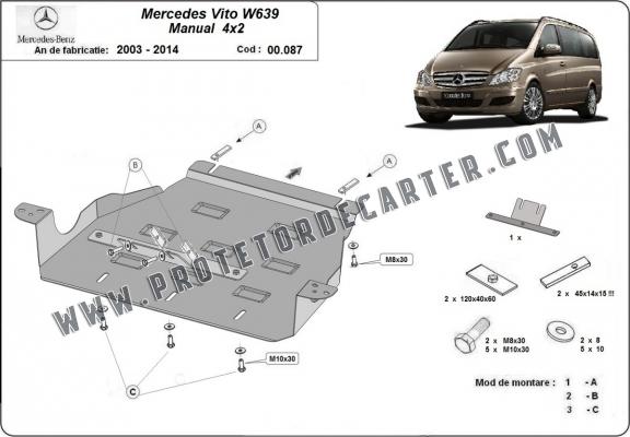  Protetor de caixa de velocidades de aço  Mercedes Viano W639 - 2.2 D 4x2