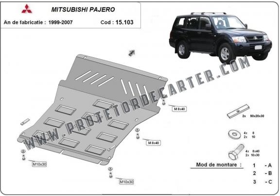 Protetor de Carter de aço Mitsubishi Pajero 3 (V60, V70) Vers. 2.0