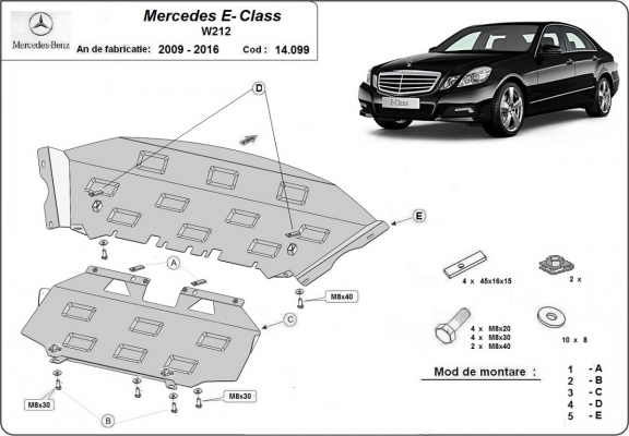 Protetor de Carter de aço Mercedes E-Classe W212
