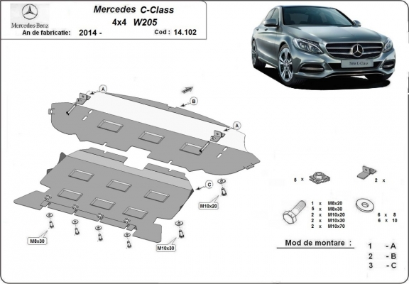 Protetor de Carter de aço Mercedes C-Class W205 4x4