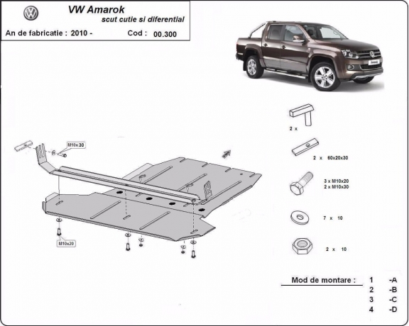 Protetor de aço para caixa de velocidades e diferencial Volkswagen Amarok