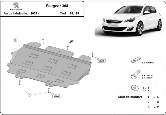 Protetor de Carter de aço Peugeot 308