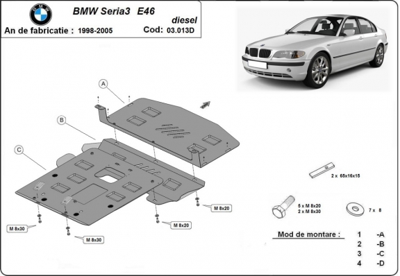 Protetor de Carter de aço BMW Seria 3 E46 - Diesel
