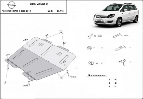 Protetor de Carter de aço Opel Zafira B