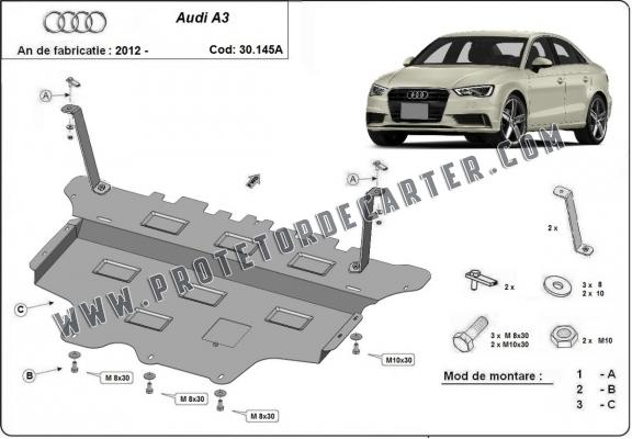 Protetor de Carter de aço Audi A3 (8V) - automatic gearbox