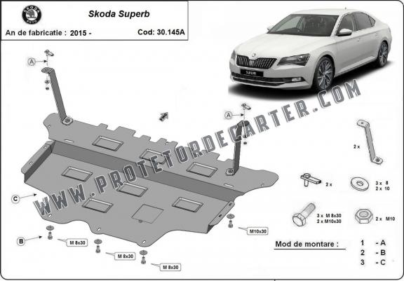 Protetor de Carter de aço Skoda Superb - automatic gearbox