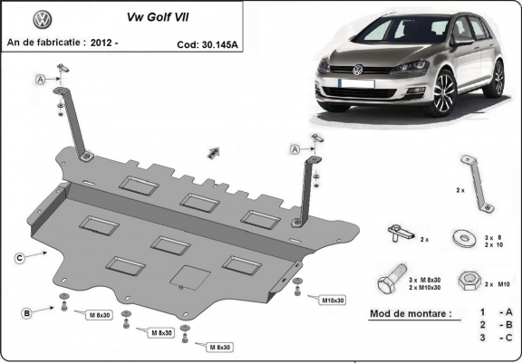 Protetor de Carter de aço VW Golf 7 - automatic gearbox