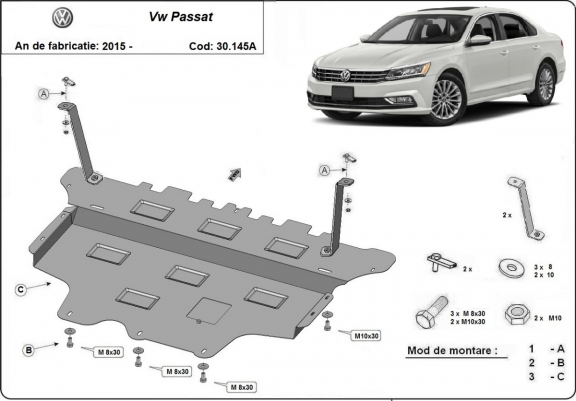 Protetor de Carter de aço VW Passat B8 - automatic gearbox